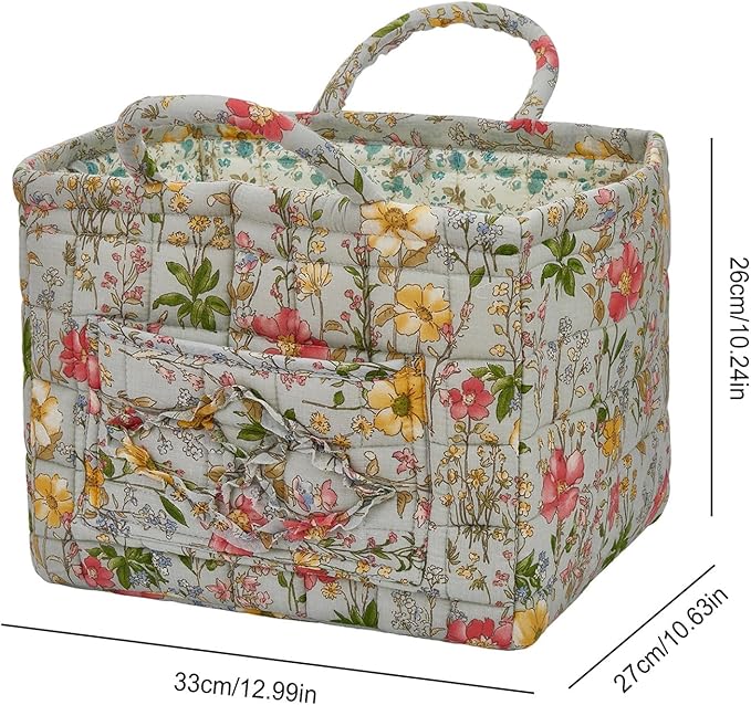 Boho Fabric Storage Basket, Large Capacity Laundry Basket, 12.2'' x 10.23'' x 10.23'' Collapsible Laundry Hamper with Easy Carry Handles (D Multi-Color 12, L)