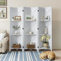 Modern Room Divider with Shelves, White X-Shape Design Folding Partition, 6-Panel Contemporary Freestanding Divider for Bedroom&Office, 67" H x 96" W