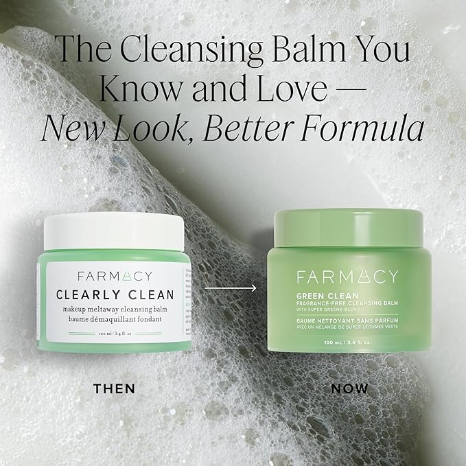 Farmacy Sensitive Skin Makeup Remover Cleansing Balm - Green Clean Waterproof Makeup Remover Balm + Oil Cleanser for Face - Melts Make Up + SPF - Hydrates + Softens Skin - Fragrance Free (30ml)