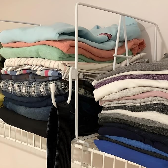 Evelots Wire Shelf Dividers - Extra Closet Organization and Storage for Home or Office -8 Pack- New Removable Hooks - Tall Shelf Separators - Easy to Clip -No Tool- Sturdy Coated Steel - 12 Inch Tall