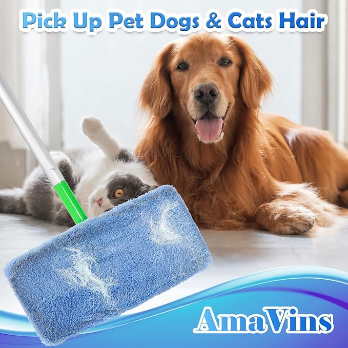 5 Pack Reusable Microfiber Mop Pads Compatible with Swiffer Sweeper Mop, Wet and Dry Flat mop Cover, Washable Swiffer Pads for Surface/Hardwood Floor Cleaning (Mop is Not Included)