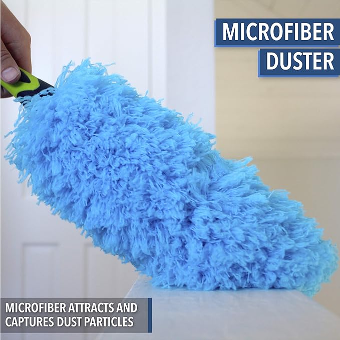 EVERSPROUT Flexible Microfiber Feather Duster | 17-inch Brush Head with Hand-Grip | Lightweight, Attracts Dust | Twists onto Standard Acme Threaded Pole | (Duster Attachment Only, No Pole)