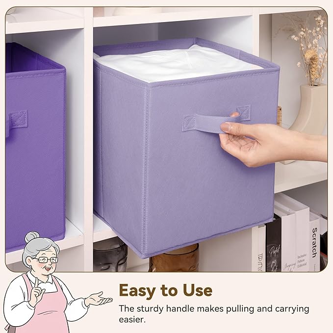 GRANNY SAYS Cube Storage Bins, 11 Inch Cube Storage Organizer, Fabric Storage Bins, Storage Cubes for Shelves, Closet, Purple Gradient, 6-Pack