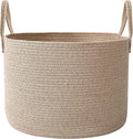 65L Extra Large Blanket Basket for Living Room - Woven Cotton Rope Laundry Hamper with Reinforced Handles - Storage Bin for Pillows, Comforters & Toys - Machine Washable,Oatmeal