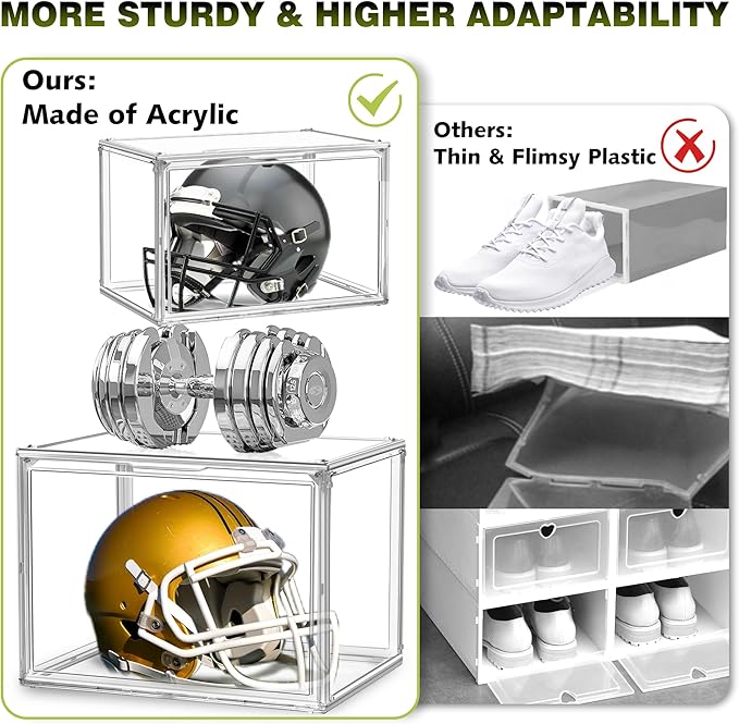 EDS FAM 12 Pack Clear Sneaker Boxes Stackable Shoe Box Size 12.5, Acrylic Shoe Storage Organizer Transparent Storage Bins with Magnetic Acrylic Door for Closet, Sneaker Display, Cosmetic, Figure