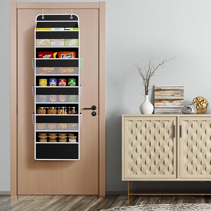 Univivi Hanging Storage Organizer Nursery Closet Cabinet Baby Storage with 5 Large Compartments 6 Side Pockets for Cosmetics, Toys and Sundries (Black)