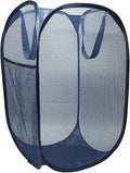 The upgraded pop-up laundry basket features a breathable side pocket mesh design, making it ideal for rooms, apartments, dormitories, travel, business trips, and children's storage (1, Dark blue)