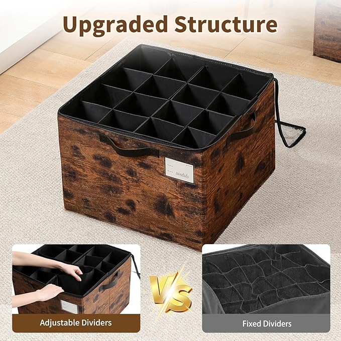 Varhomax Shoe Organizer Box for Closet 2 Pack, Fabric Shoe Storage Bin with Adjustable Dividers & Clear Cover, Holds up 16-32 Pairs of Sneakers & Sandals for Entryway, Cubby (Rust Brown)