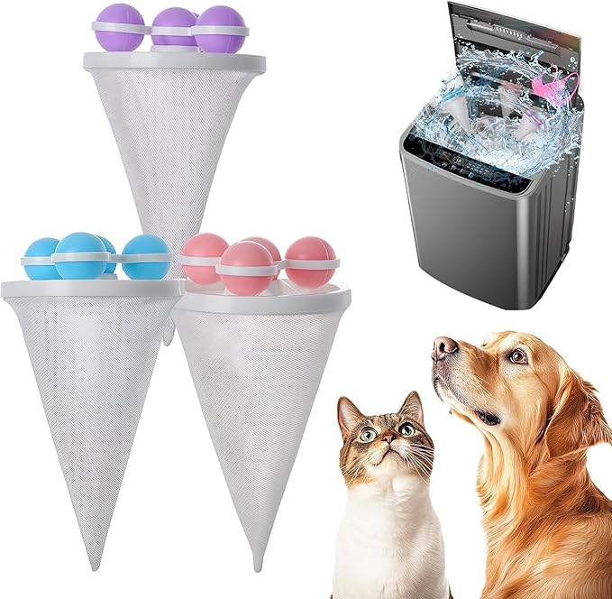 3Pcs Floating Hair Filtering Mesh Removal, 2026 New Lint Remover for Washing Machine Pet Hair Catcher for Washing Machine, Reusable Floating Mesh Hair Removal for Washer (Mixed Colors)