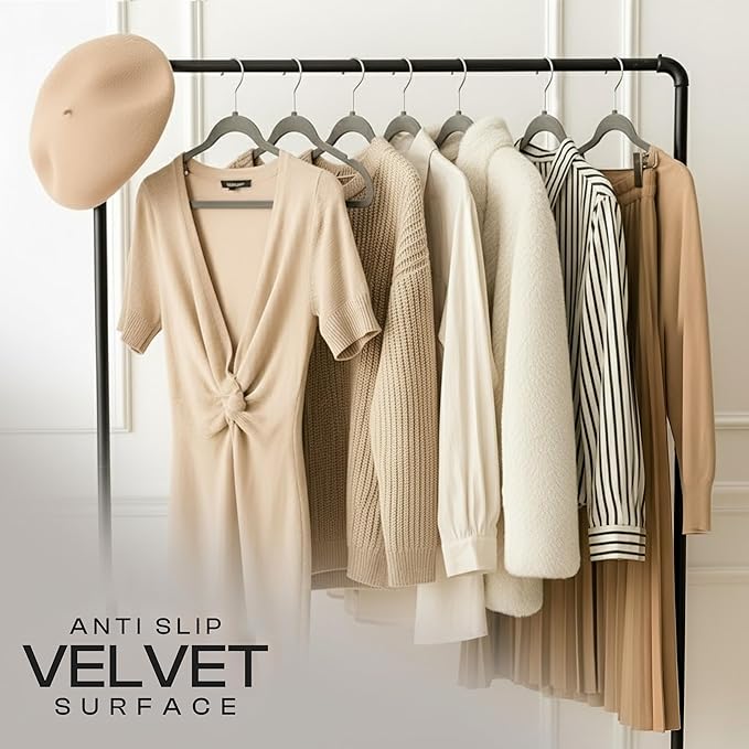 Utopia Home Velvet Hangers 100 Pack - Non-Slip Suit Hangers with 360 Degree Rotatable Hook - for Pants, Coats, Shirts & More (Grey)