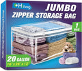 HIBAG 20 Gallon Large Storage Bag for Clothes, Zipper Clothing Storage Bag, Clear Organizer with Reinforced Handles, for Comforters Blankets Pillows Bedding (1 Pack)
