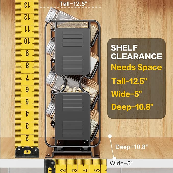 Spice Rack Organizer Drawer Cabinet: Pull Out Spice Seasoning Organization with 20 Jars - Facing Left or Right with Labels and Chalk Maker 4 Tier Slide Out Kitchen Storage for Countertop Wall Mount