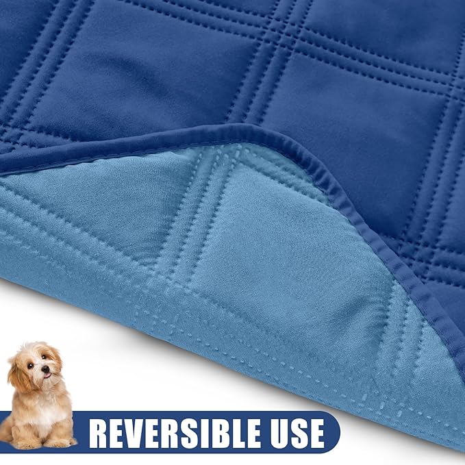 Smiry Waterproof Dog Bed Cover Blanket 40x50, Soft Reversible Pet Blanket, Washable Leakproof Cats Dogs Couch Cover for Sofa, Couch, Furniture, Lattice, Navy/Blue