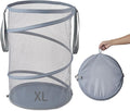 Mesh Popup Laundry Hamper 115L Collapsible Laundry Basket Extra Large Capacity Foldable Clothing Storage Basket with Handles 26 H x 18 W x 18 L (Gray)