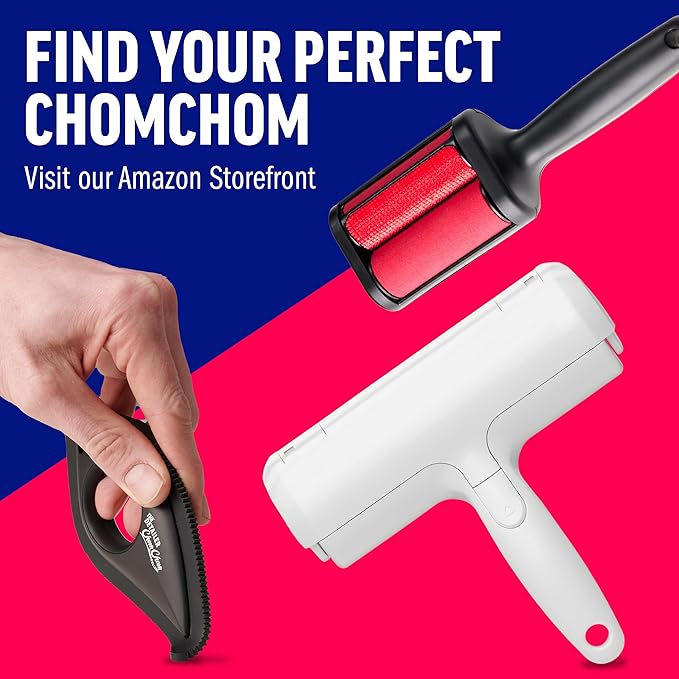 ChomChom Roller & Detailer Bundle - Pet Hair Remover and Reusable Lint Roller - ChomChom Cat and Dog Hair Remover for Furniture, Couch, Carpet, Clothing and Bedding - Multi-Surface Fur Removal Tool