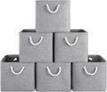13x13 Inch Cube Storage Bins with Reinforced Bottom Cardboard, 6 Pack Large Foldable Fabric Storage Cubes with Handles for Shelf, Closet, Laundry Organization (Grey)