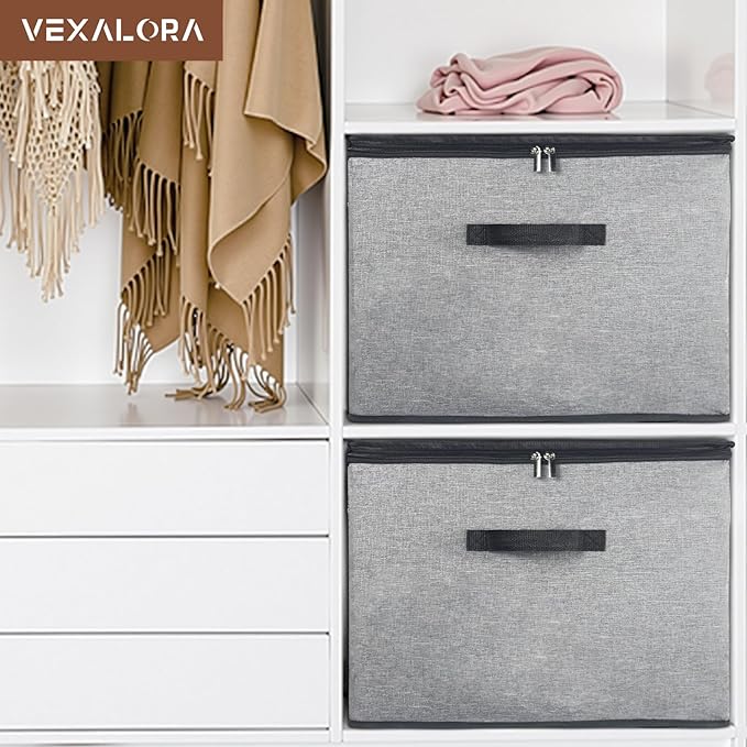 Shoe Organizer for Closet, 3 Pack Shoe Storage Bins with Clear Cover, Adjustable Dividers Fits 24-48 Pairs, Grey