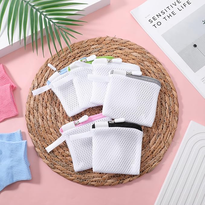 6 Pcs Small Mesh Laundry Bag Lingerie Bags for Washing Delicates for Delicates Washing Machine Underwear Washings Bag Small Foldable Wash Bags for Home Travel White 3.9 x 4.3 Inch