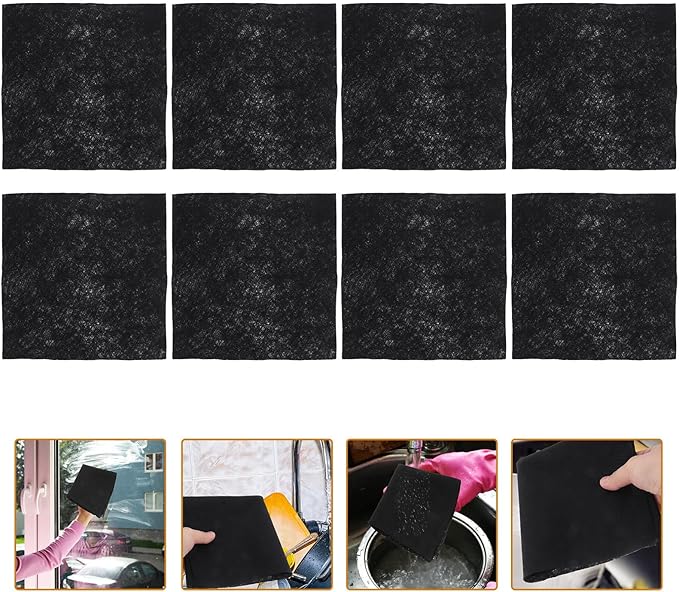 SUPVOX Microfiber Cleaning Cloths 8pcs Pack 30x30cm Black Glass Wiping Cloths Reusable Streak-Free Mirror Towels for Household Dusting and Car Cleaning Supplies