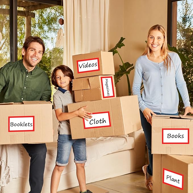 6 x 4 inch Large Moving Labels for Boxes, Blank Moving Boxes Labels Stickers, 160pcs 8 Color Coded Moving Stickers Packing Labels Stickers for Home Organization Projects, Kitchen, Storage Bins (Red)
