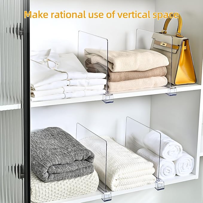 Shelf Dividers，Vertical Purse Organizer for Closet，Thickened and Sturdy Shelf Organizer for Sweater, Shirts, Handbags,8" Tall x 11" (8 Pcs)