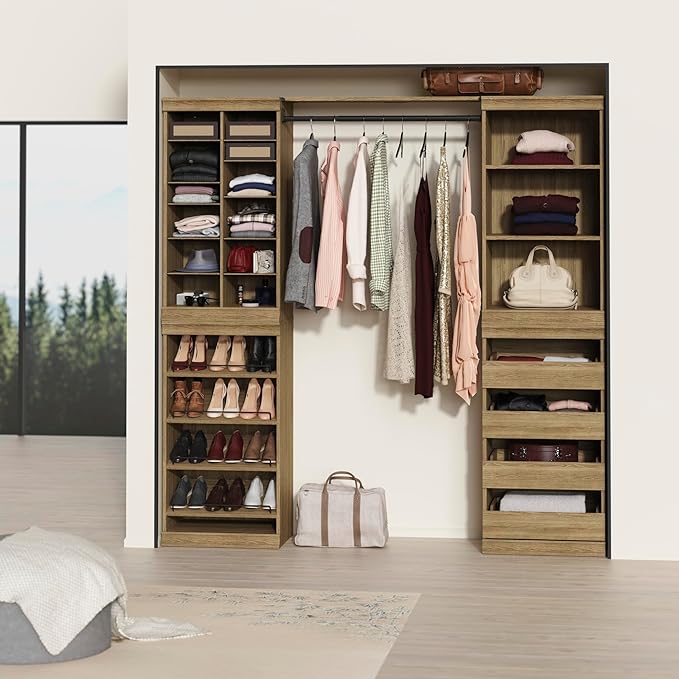 ClosetMaid Modular Adjustable Divided Storage Shelving Unit Organizer, 15.94-Inch D x 40.3-Inch H x 21.38-Inch W, Sand