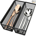Silverware Organizer for Drawer, Utensil Drawer Organizer, 2 Pack Silverware Drawer Organizer Tray, Organizadores De Cocina, Flatware Organizer for Drawer with Interlocking Arm