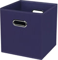 Black Foldable Storage Cubes Bins , Fabric Storage Box Cubes Organizer Baskets with Dual Handles for Home Organizer (Navy Blue)