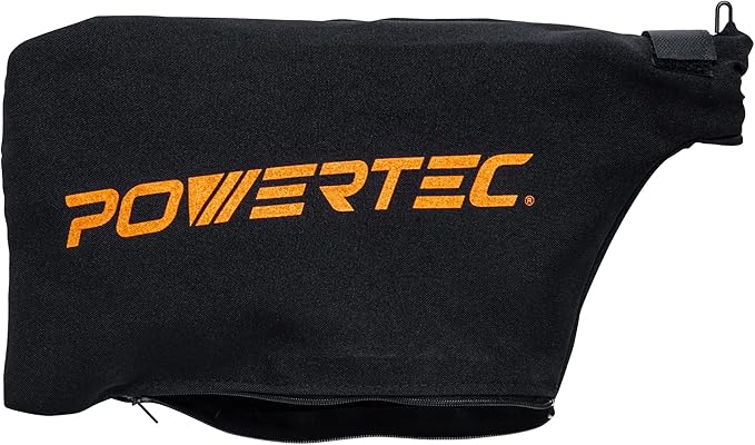 POWERTEC Miter Saw Dust Collector Bag for 7-1/4", 8-1/2" Miter Saw, Fits Nominal 1-1/2" Dust Ports, Hook and Loop Dust Bag w/Zipper, Wired Adjustable Stand Miter Saw Accessories (75081)