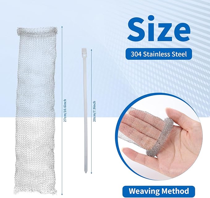 40 Pieces Lint Traps Stainless Steel Washing Machine Lint Snare Traps Laundry Mesh Washer Hose Filter with 40 Pcs Cable Ties