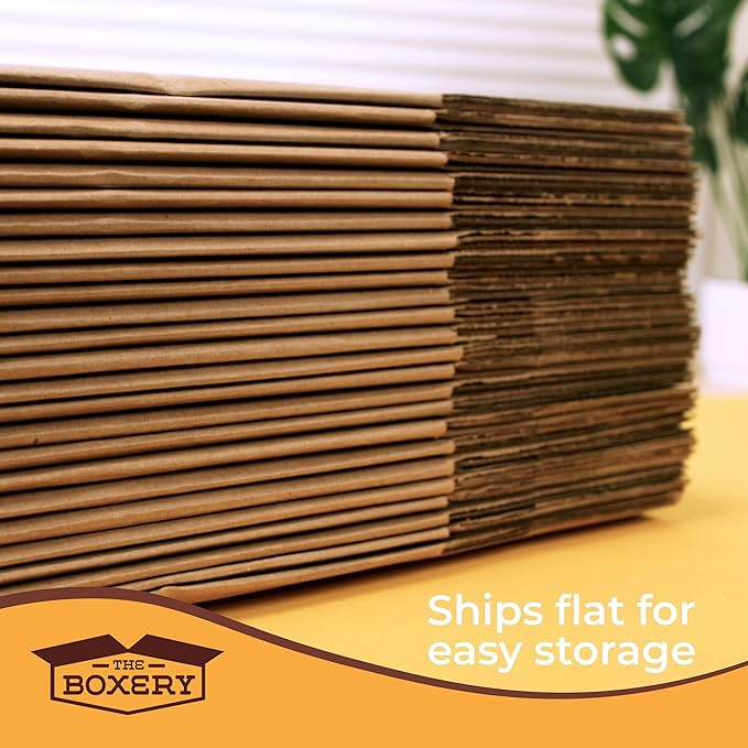 The Boxery 7"x7"x3" Brown/Kraft Corrugated Cardboard Shipping Boxes 25-Pack | Mailing, Packing, Moving & Storage for Business/Home – Durable - Eco-Friendly, Recyclable - Made in the USA