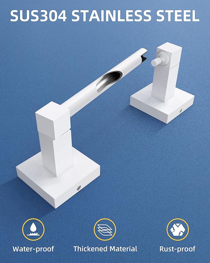 Ruacq Toilet Paper Holder-White Tissue Roll Holder Double Post Pivoting Square Base Wall Mounted for Bathroom