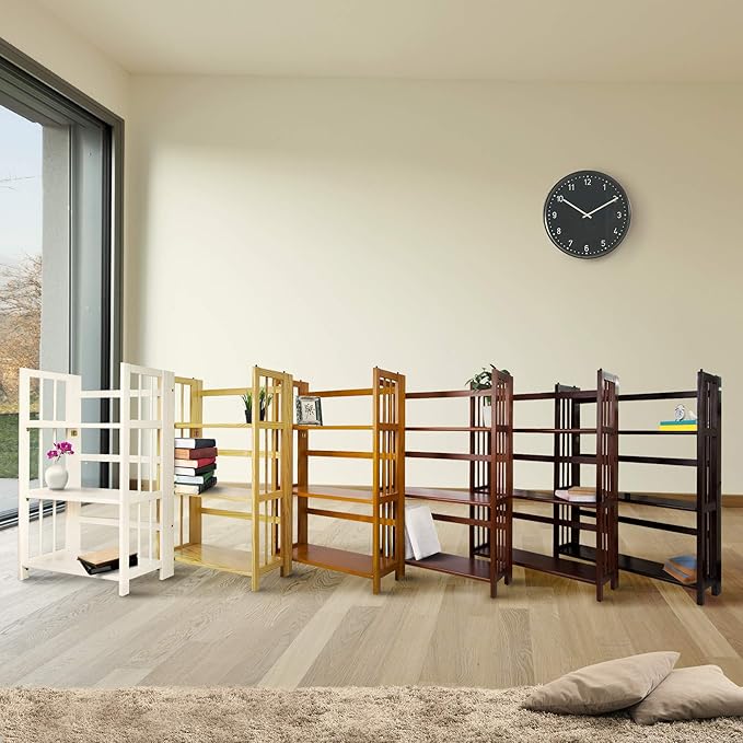 Casual Home 3-Shelf Folding Stackable Bookcase (27.5" Wide)-Honey Oak