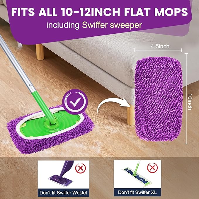 Reusable Microfiber Mop Pads (6 Pack Purple)