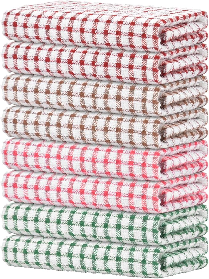 Nialnant 8 Pack Kitchen Towels, Dish Towels for Kitchen, 100% Cotton Dish Cloths for Washing Dishes, Quick Drying Reusable Cleaning Rag - 25 x 16 in