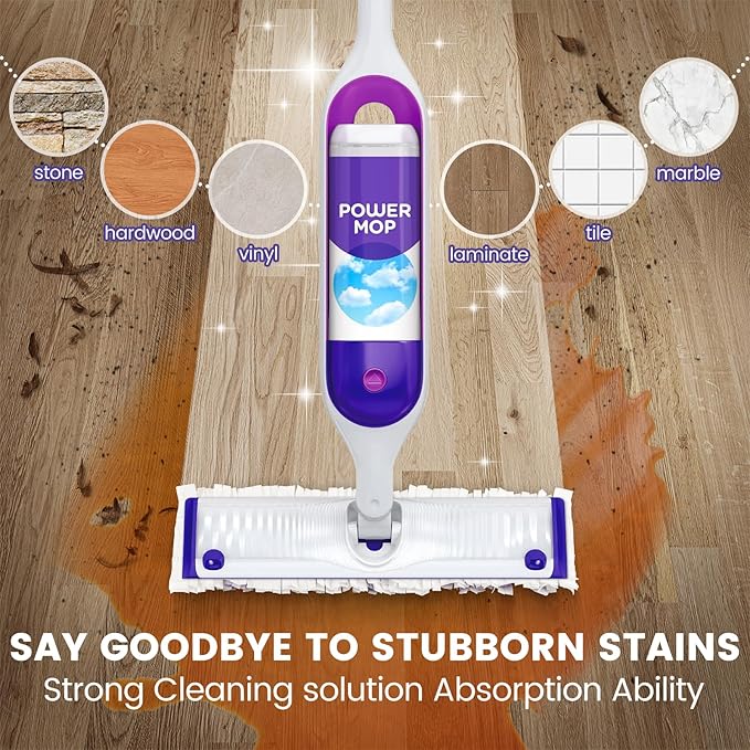 20 Pack Disposable Mopping Pads Compatible with Swiffer PowerMop Multi-Surface Mop Pad Refills and Swiffer PowerMop Wood Mop for Floor Cleaning, Powerful and Efficient Clean Pads Replacement
