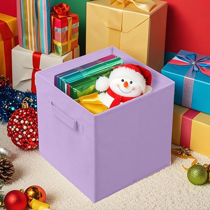ShellKingdom Storage Bins, Foldable Fabric Storage Cubes And Cloth Storage Organizer Drawer For Closet And Toys Storage, 13 X 13 X 13 INCH, 6 Pack (Lavender)