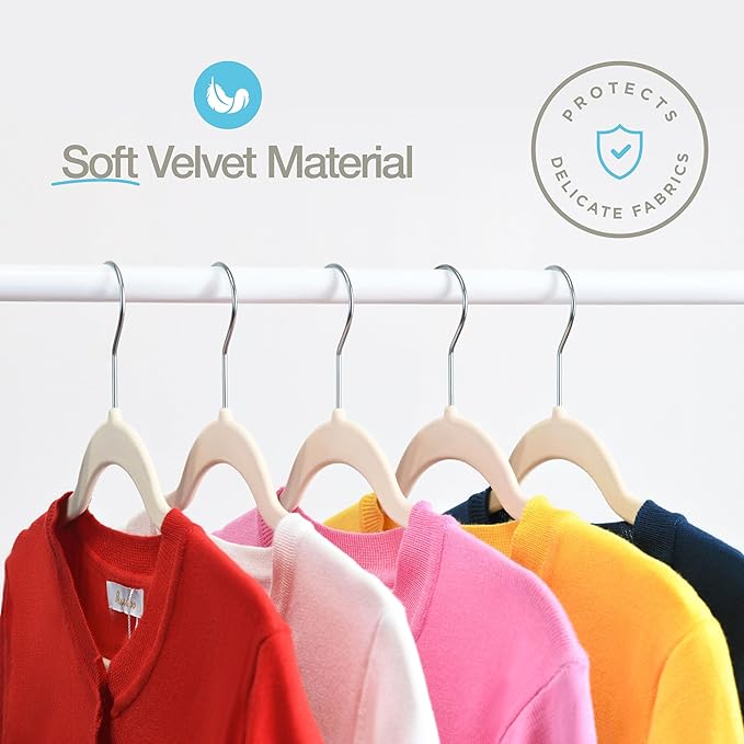Home-it Premium Velvet Hangers 50 Pack - Ivory Suit Hangers Non Slip - Heavy Duty Clothes Hangers for Closet, Jacket, Shirt, Pants and Suit, Hook Swivel 360 - Ultra Thin