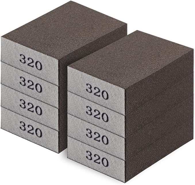 Romeda 8-Pack Sandpaper Block, 320 Grits Washable and Reusable Handmade Sanding Sponge, Drywall Sandpaper Blocks for Wooden Drywall Sheetrock and Metal Glazing