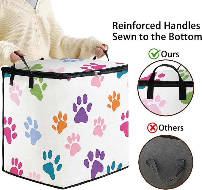 Large Comforter Storage Bag with Zipper,Closet Organizer for Clothes/Blankets/Quilts/Pillows,Fabric Storage Bags with Portable Handles 95L(2-Pack)