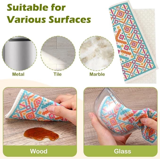 6 Packs Swedish Paper Cloths for Kitchen, Reusable Paper Towels Washable Dish Rags, Highly Absorbent Kitchen Towels Quick Drying Swedish Sponge Cleaning Dish Cloths (Fish Ornamentation)