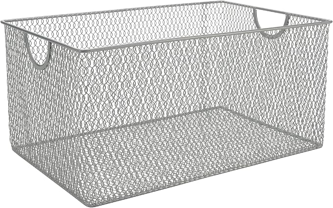 YBM HOME Kitchen Pantry Organizer Wire Basket for Shelves, Cabinets, Pantry, Countertop, Mesh Open Storage Bin Metal Basket for Organizing Food Supplies 12 x 7.8 x 5.8