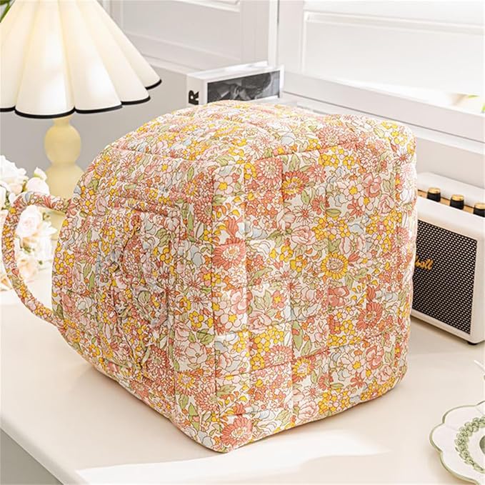 Boho Fabric Storage Basket, Large Capacity Laundry Basket, 12.2'' x 10.23'' x 10.23'' Collapsible Laundry Hamper with Easy Carry Handles (Orange, L)