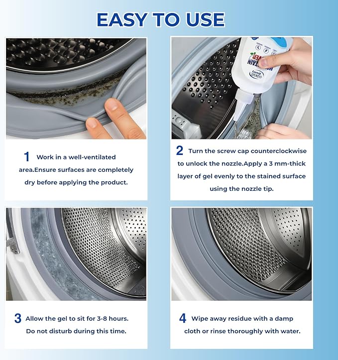 Stain Remover Gel 8 Fl Oz, Household Grout Surface Cleaner, Cleaning Gel for Washing Machine, Refrigerator Strips, Tiles, Bathroom Kitchen Sinks, Damp Areas