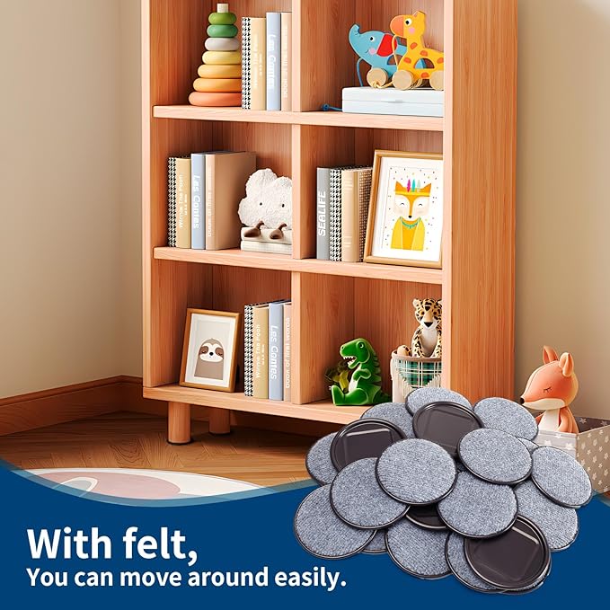 Ezprotekt 4" Round Carpet Bottom Furniture Caster Cups, 16 Pcs Reusable Furniture Coasters, Felt Furniture Sliders Pads to Protect Hardwood, Tile or Carpetd Floors from Scratches (Brown/Gray)
