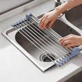 NEZUIBAN Dish Drying Rack with Roll Up and Over Sink for Kitchen,17.5"x11.8",Gray