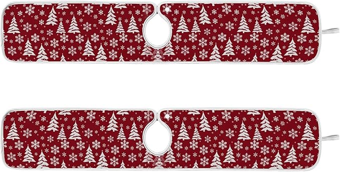 2 Pack Faucet Splash Catcher Hand Drawn Snowflake Tree Sink Mat for Faucet Absorbent Kitchen Splash Guard Drip Catcher for Farmhouse Barthroom Bar, S