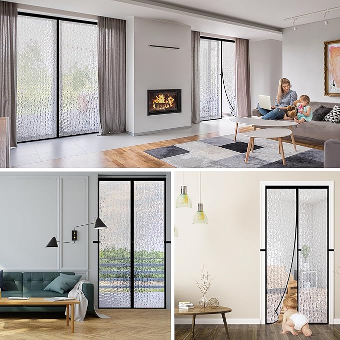 RELIANCER Magnetic Thermal Insulated Door Curtain,Waterproof EVA Door Cover,Fit Doors Size Up to 38"x96",Temperature Protection Insulated Doorway Curtain Partition,Patio Self-Closing Doors Net Screen