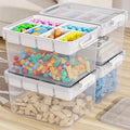 HOMETUK 160Qt Large Stackable Storage Bins with Lids & Trays, Clear Plastic Latching Boxes Organizers with Dividers Portable 40Gal Containers for Arts & Crafts, Home and Car Trunk Organization, 4Pack
