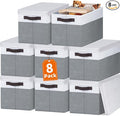 Criusia 8 Pack Closet Storage Bins with Lids - Stackable Storage Baskets for Organizing Clothes Toys Blankets - Odorless for Baby Nursery Organization and Storage Boxes Totes for Bedroom Dorm Room